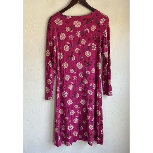 Gudrun Sjoden Floral Midi A Line Dress S Luxury Bohemian Pink Jersey Long Sleeve - Picture 2 of 6
